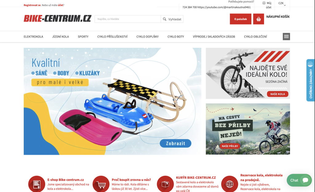 Screenshot e-shopu Bike-centrum.cz