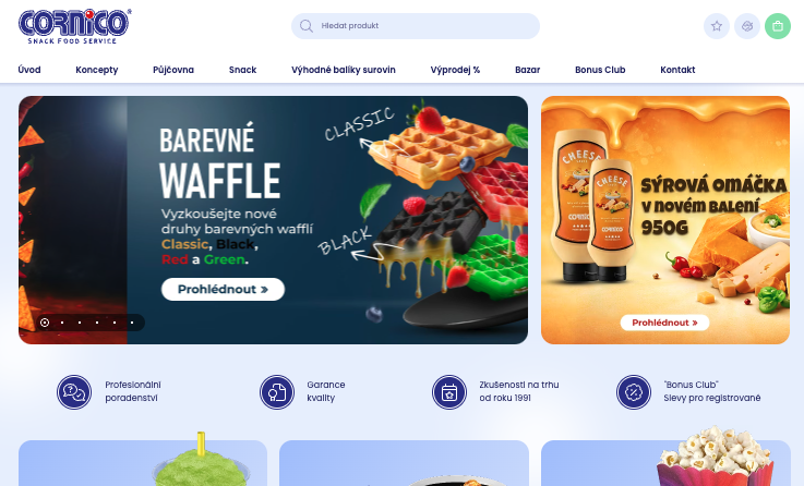Screenshot e-shopu Cornico.cz