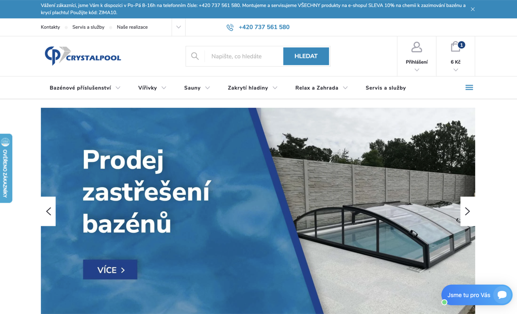 Screenshot e-shopu Crystalpooleshop.cz