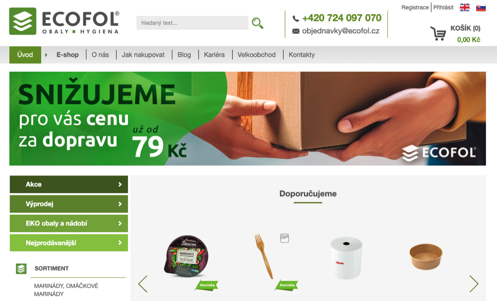 Screenshot e-shopu Ecofol.cz