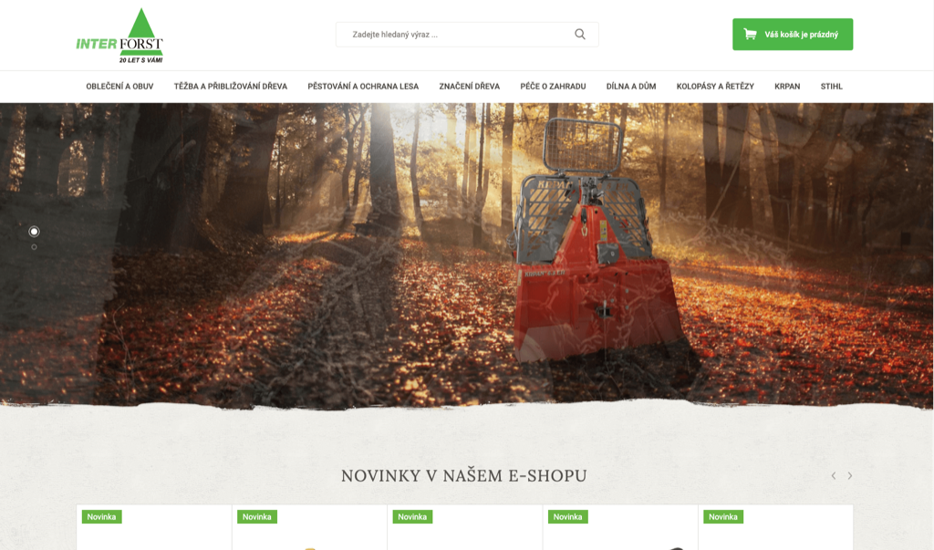 Screenshot e-shopu Interforst.cz