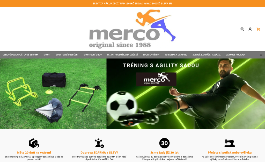 Screenshot e-shopu Merco.cz