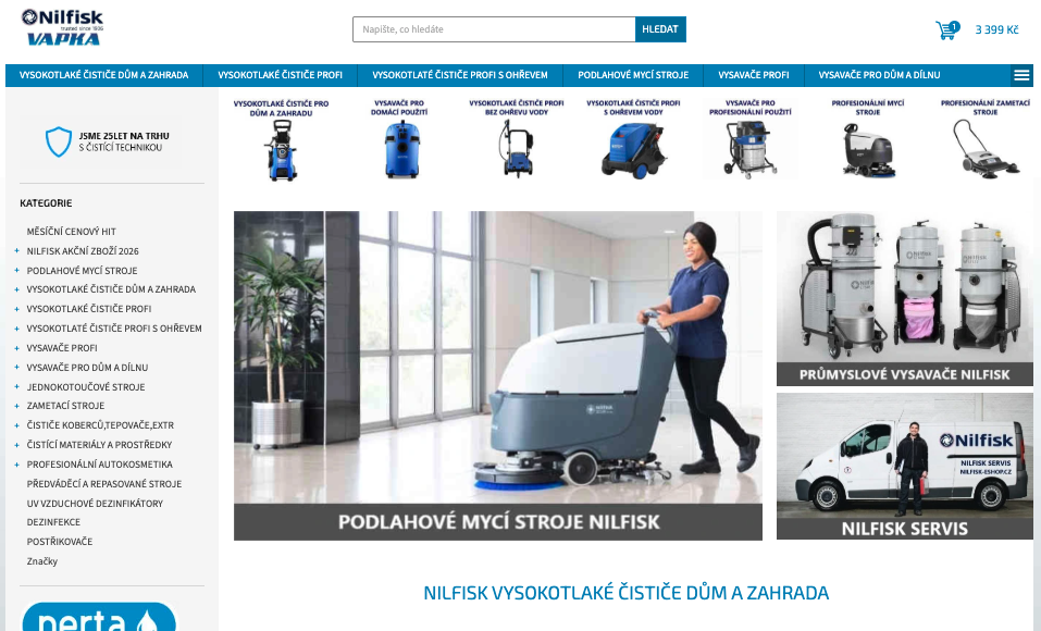 Screenshot e-shopu Nilfisk-eshop.cz