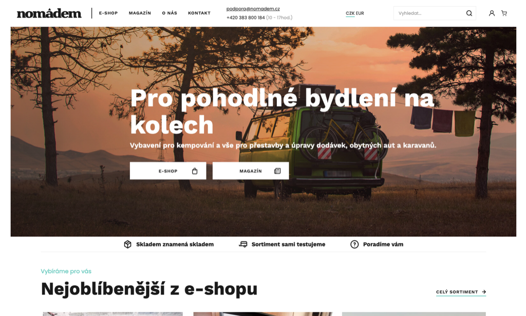 Screenshot e-shopu Nomadem.cz